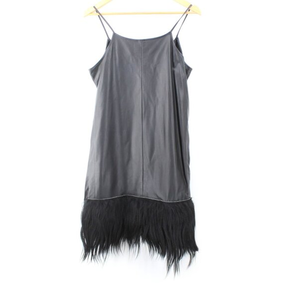 Gary Graham Black Leather Goat Hair Tunic Dress 10 Sleeveless Avant Garde - Picture 6 of 16